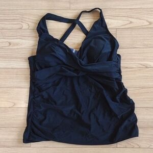 Hilor Black Twist Front Underwire Tankini Top Adjustable Straps Size 20